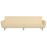 Canapé-lit à 2 places crème tissu – Image 3