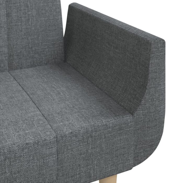 Canapé-lit à 2 places avec deux oreillers gris clair tissu – Image 8