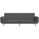 Canapé-lit à 2 places avec deux oreillers Gris foncé Tissu – Image 3