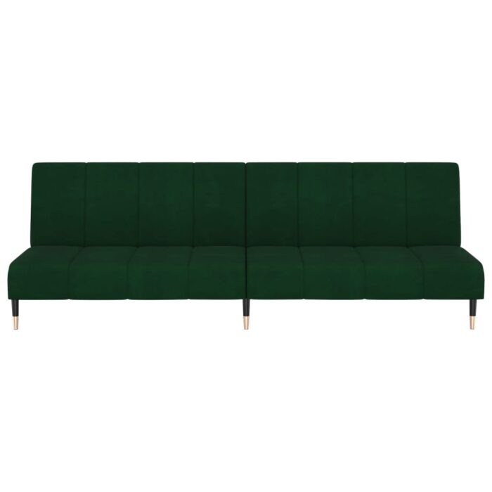Canapé-lit à 2 places vert foncé velours – Image 3