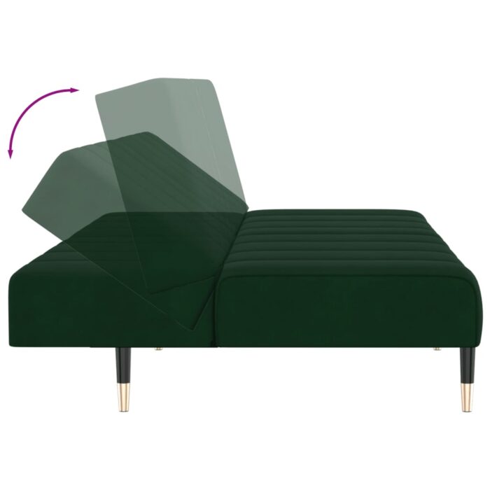 Canapé-lit à 2 places vert foncé velours – Image 5