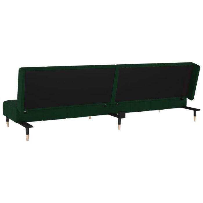 Canapé-lit à 2 places vert foncé velours – Image 6