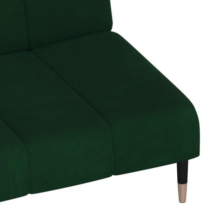 Canapé-lit à 2 places vert foncé velours – Image 7