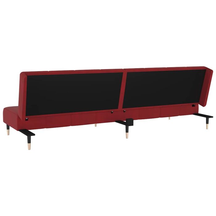 Canapé-lit 2 places rouge bordeaux velours – Image 6