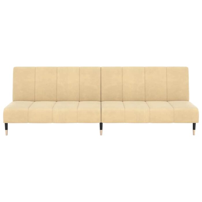 Canapé-lit à 2 places crème velours – Image 3