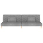 Canapé-lit à 2 places avec deux oreillers gris clair tissu – Image 2