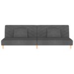 Canapé-lit à 2 places avec deux oreillers Gris foncé Tissu – Image 2