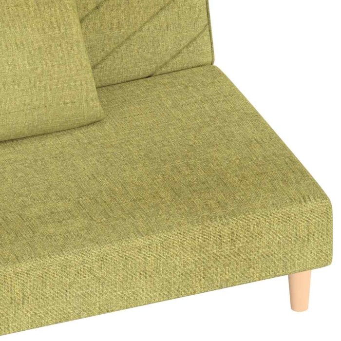 Canapé-lit à 2 places avec deux oreillers Vert Tissu – Image 7