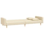 Canapé-lit à 2 places avec deux oreillers crème tissu – Image 4