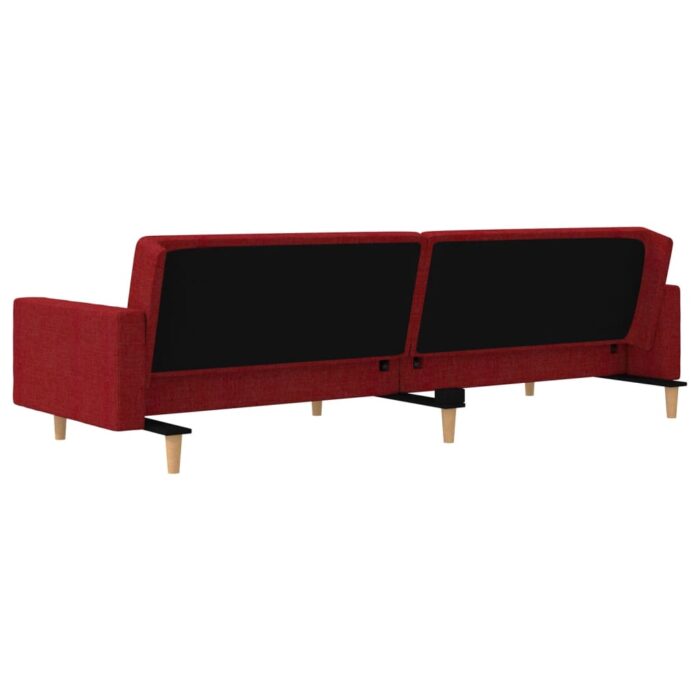 Canapé-lit à 2 places avec deux oreillers rouge bordeaux tissu – Image 6