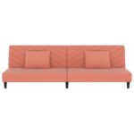 Canapé-lit à 2 places avec deux oreillers Rose Velours – Image 3