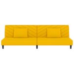 Canapé-lit à 2 places avec deux oreillers Jaune Velours – Image 3