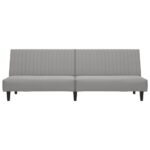 Canapé-lit à 2 places gris clair velours – Image 2