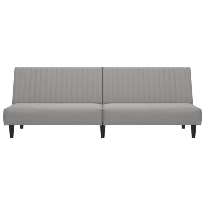 Canapé-lit à 2 places gris clair velours – Image 2