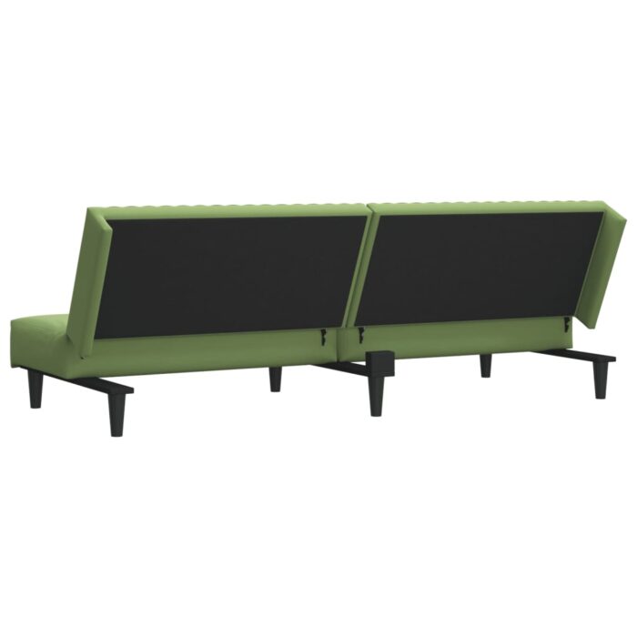 Canapé-lit à 2 places vert clair velours – Image 6