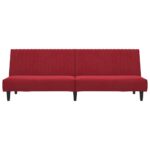 Canapé-lit 2 places rouge bordeaux velours – Image 3