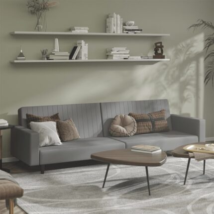 Canapé-lit à 2 places gris clair velours