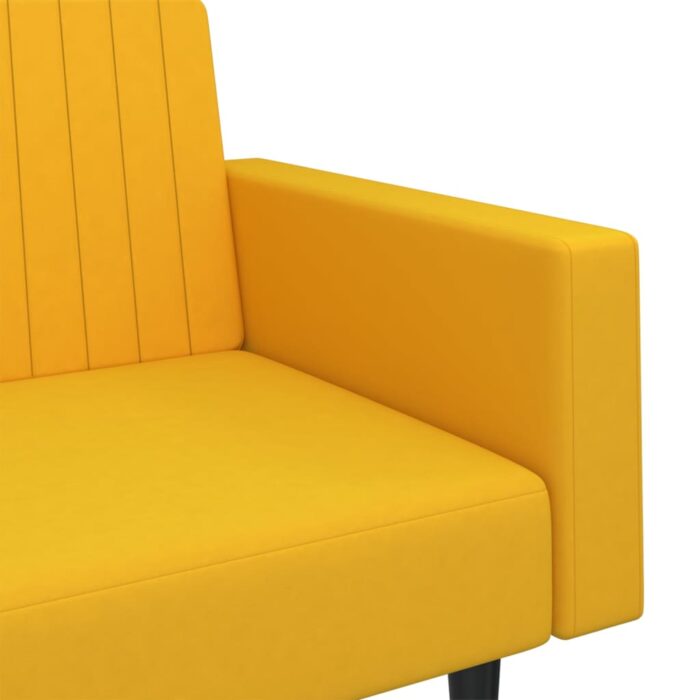 Canapé-lit 2 places jaune velours – Image 7