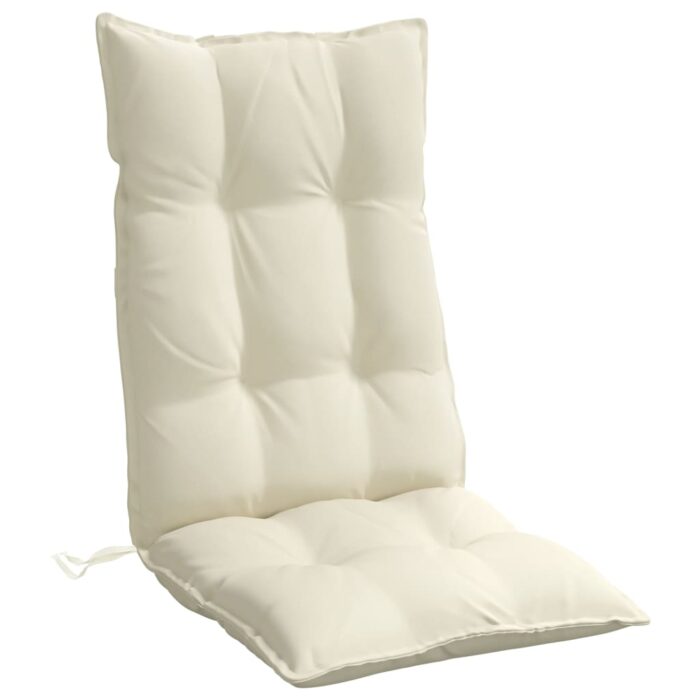 Coussins de chaise à dossier haut lot de 4 crème tissu oxford – Image 2