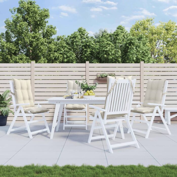 Coussins de chaise à dossier haut lot de 4 crème tissu oxford – Image 1