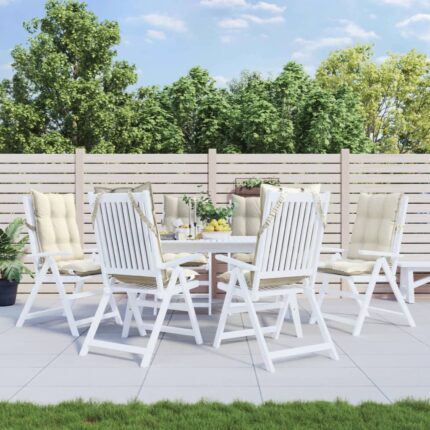 Coussins de chaise à dossier haut lot de 6 crème tissu oxford