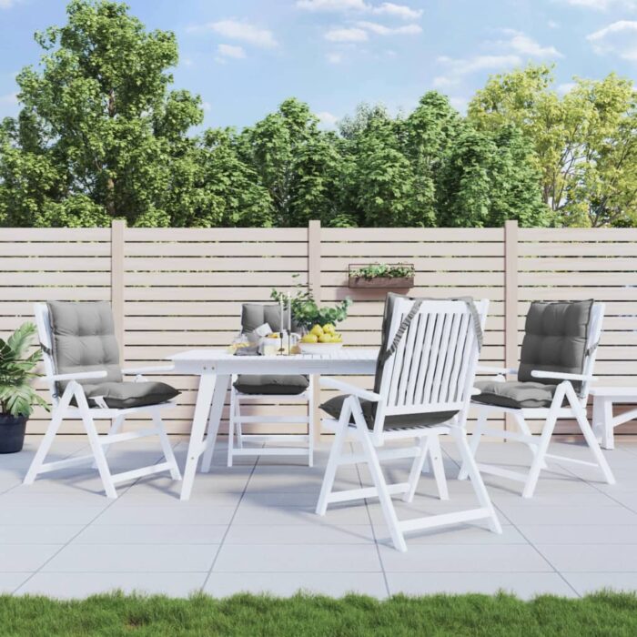 Coussins de chaise à dossier bas lot de 4 gris tissu oxford – Image 1