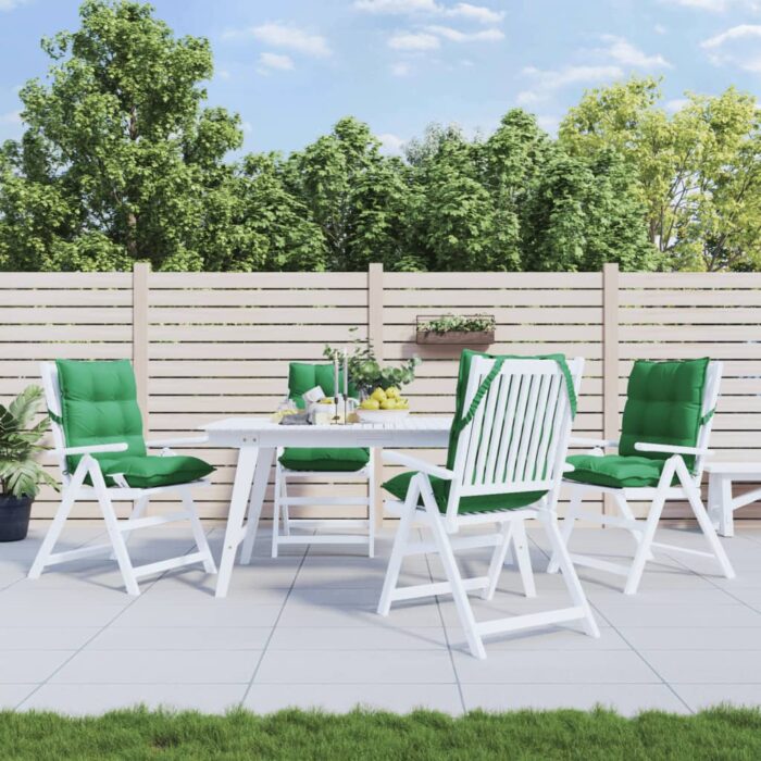 Coussins de chaise à dossier bas lot de 4 vert tissu oxford – Image 1