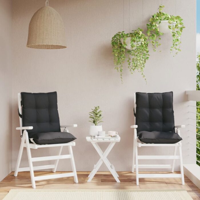 Coussins de chaise à dossier bas lot de 2 noir tissu oxford – Image 1