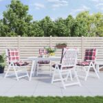 Coussins de chaise à dossier bas lot de 4 motif carreaux rouge