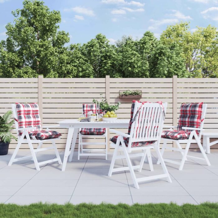 Coussins de chaise à dossier bas lot de 4 motif carreaux rouge – Image 1