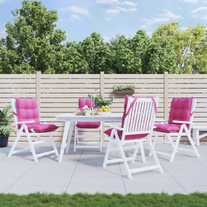 Coussins de chaise à dossier bas lot de 4 rose tissu oxford – Image 1