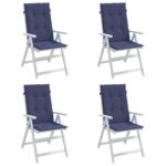 Coussins de chaise à dossier haut lot de 4 bleu marine tissu – Image 2