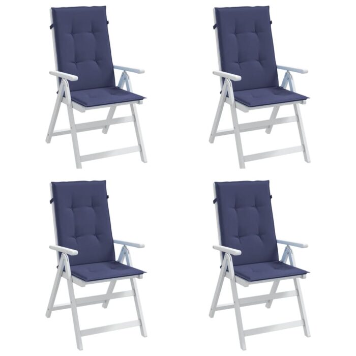 Coussins de chaise à dossier haut lot de 4 bleu marine tissu – Image 2
