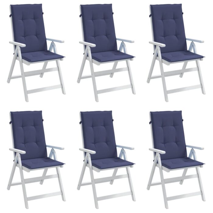 Coussins de chaise à dossier haut lot de 6 bleu marine tissu – Image 2