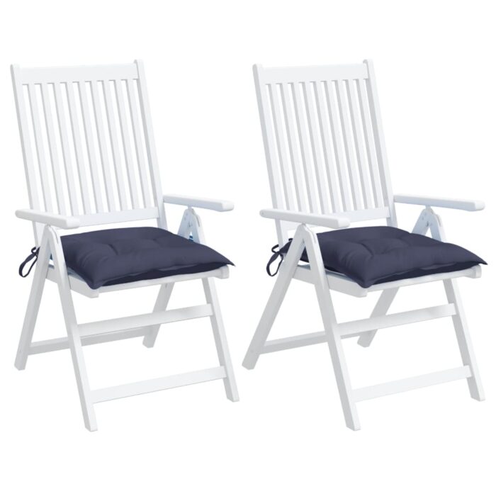 Coussins de chaise lot de 2 bleu marine 40x40x7 cm tissu oxford – Image 2