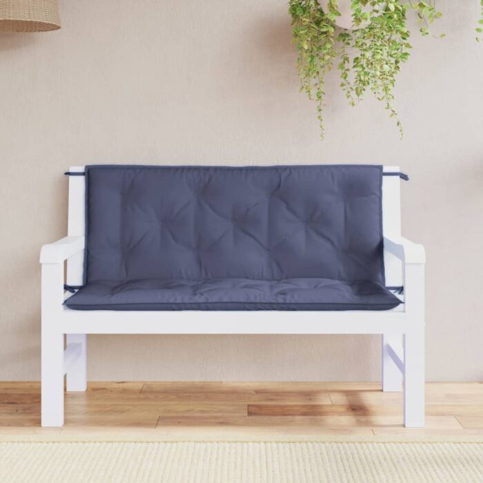 Coussins de banc de jardin lot de 2 bleu marine 120x50x7 cm – Image 1