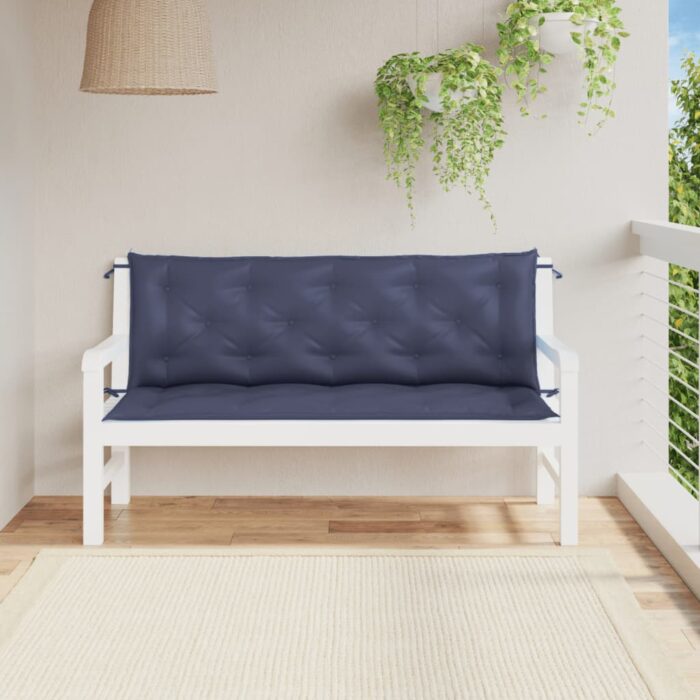 Coussins de banc de jardin lot de 2 bleu marine 150x50x7 cm – Image 1