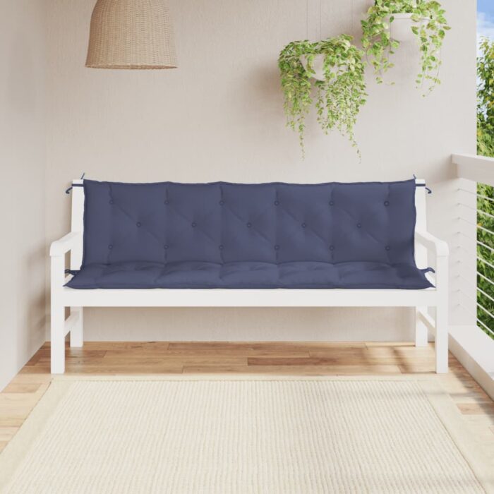 Coussins de banc de jardin lot de 2 bleu marine 180x50x7 cm – Image 1