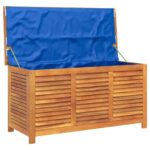 Boîte de rangement de jardin persiennes 113x50x56cm bois acacia – Image 2