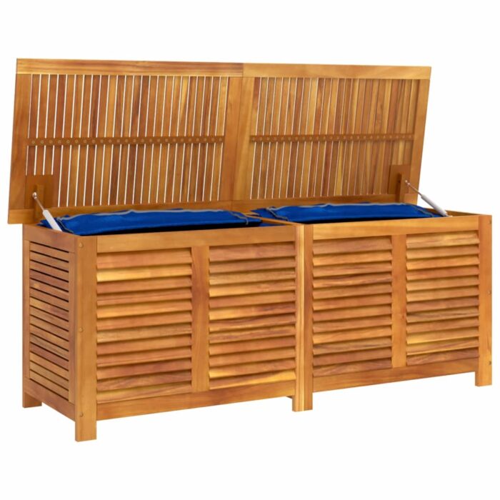Boîte de rangement de jardin persiennes 150x50x56cm bois acacia – Image 2