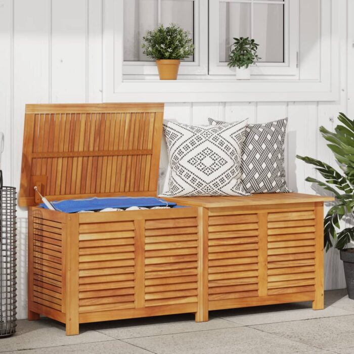 Boîte de rangement de jardin persiennes 150x50x56cm bois acacia – Image 1