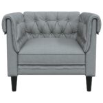 Fauteuil Chesterfield gris clair tissu – Image 2