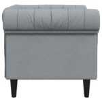 Fauteuil Chesterfield gris clair tissu – Image 3