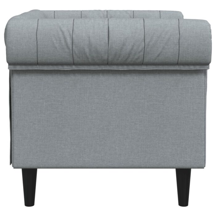 Fauteuil Chesterfield gris clair tissu – Image 3