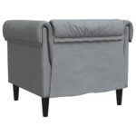 Fauteuil Chesterfield gris clair tissu – Image 4