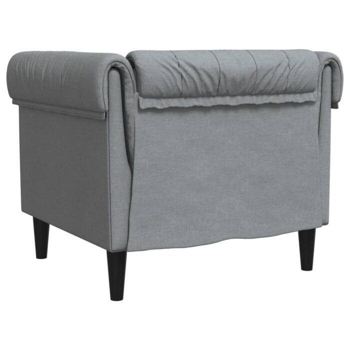 Fauteuil Chesterfield gris clair tissu – Image 4
