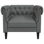 Fauteuil Chesterfield gris foncé tissu – Image 2