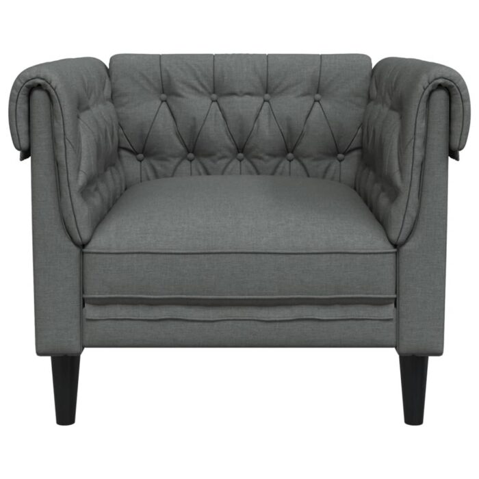 Fauteuil Chesterfield gris foncé tissu – Image 2