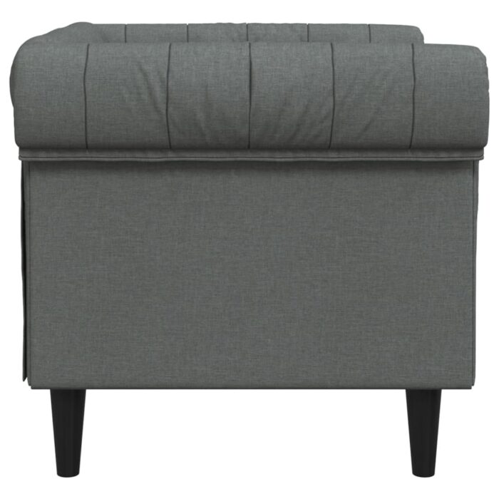Fauteuil Chesterfield gris foncé tissu – Image 3