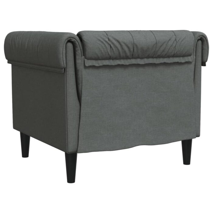 Fauteuil Chesterfield gris foncé tissu – Image 4
